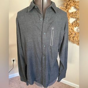 Mens Hawk Size M Light Flannel Shirt Gray